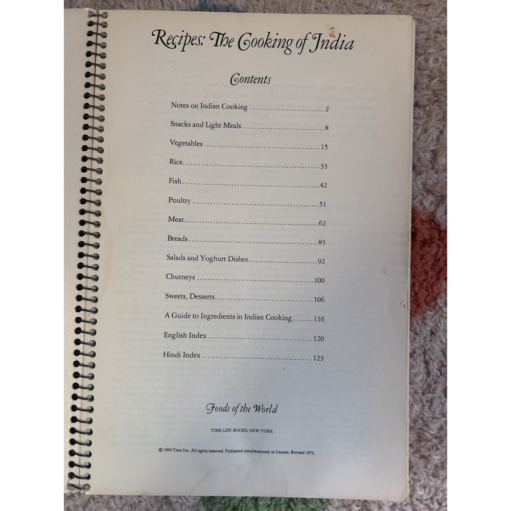 Time-Life Foods of the World: The Cooking of India Recipes Spiral-Bound Cookbook - Picture 2 of 3